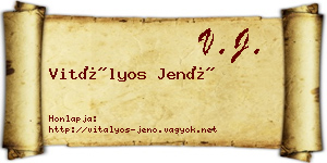 Vitályos Jenő névjegykártya